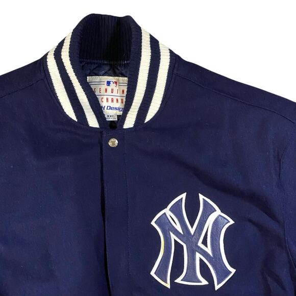 Vintage 90s New York Yankees Wool Leatherman Jacket - 2XL - Picture 3 of 9
